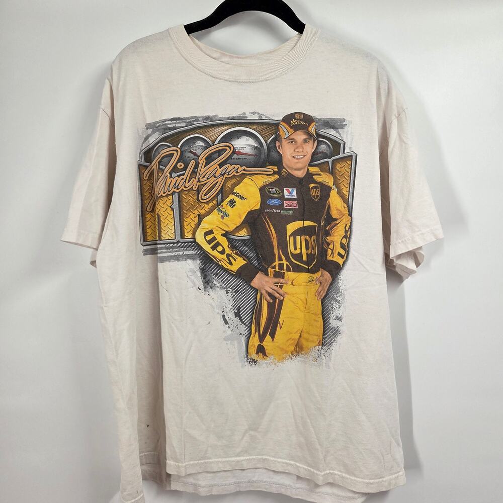 Chase SZ XL White Cotton Tee Shirt David Ragan Graphic NASCAR Causal